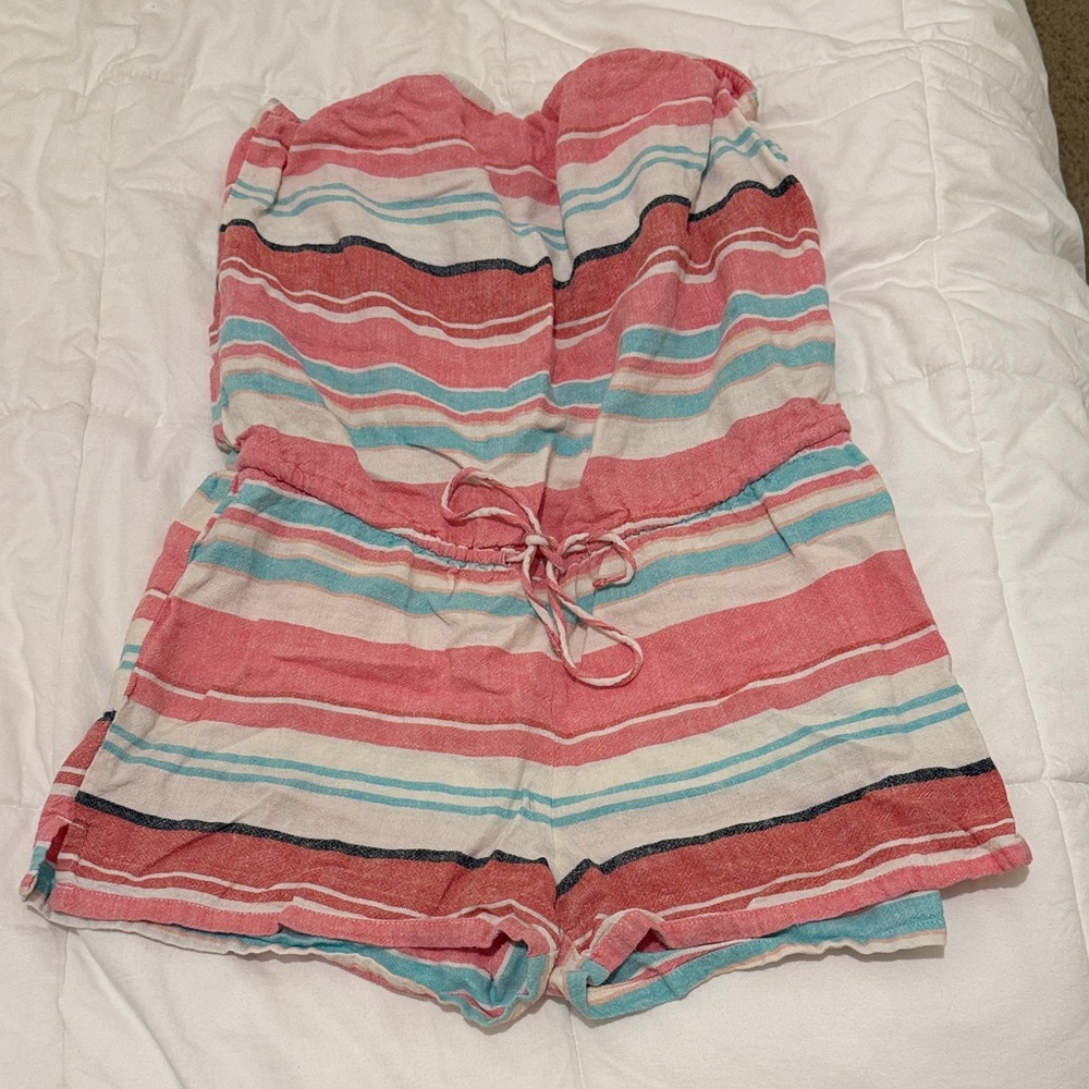 Striped Women's Romper in Pink and Blue